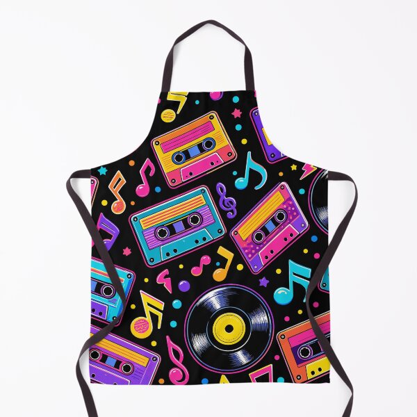 Item preview, Retro Neon Vinyl Record and Cassette Tape Music Pattern designed and sold by Far Out Goods.