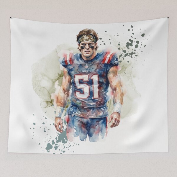 Item preview, New England Football #51 Watercolor Art designed and sold by Turnersports.