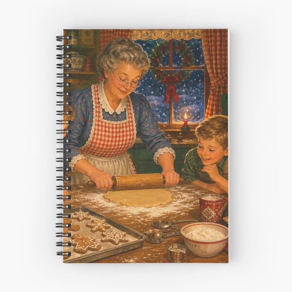 Item preview, 1940s Grandma's Kitchen Christmas Eve Cozy Vintage Holiday Illustration designed and sold by acceleratorhams.