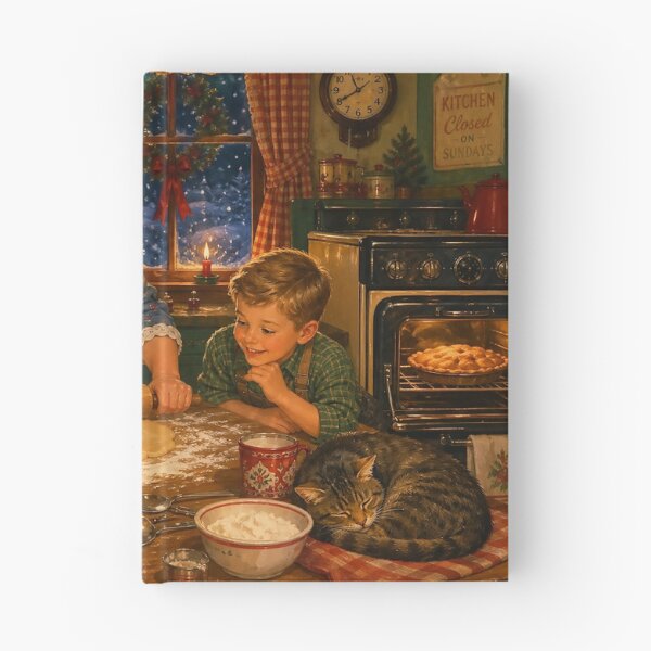 Item preview, 1940s Grandma's Kitchen Christmas Eve Cozy Vintage Holiday Illustration designed and sold by acceleratorhams.