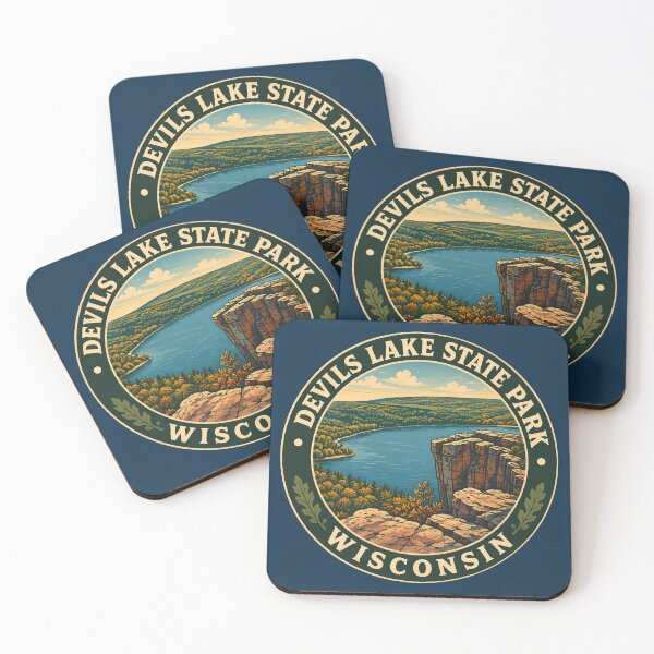 Item preview, Devils Lake State Park Wisconsin Illustration Travel Art Badge designed and sold by KrisSidDesigns.
