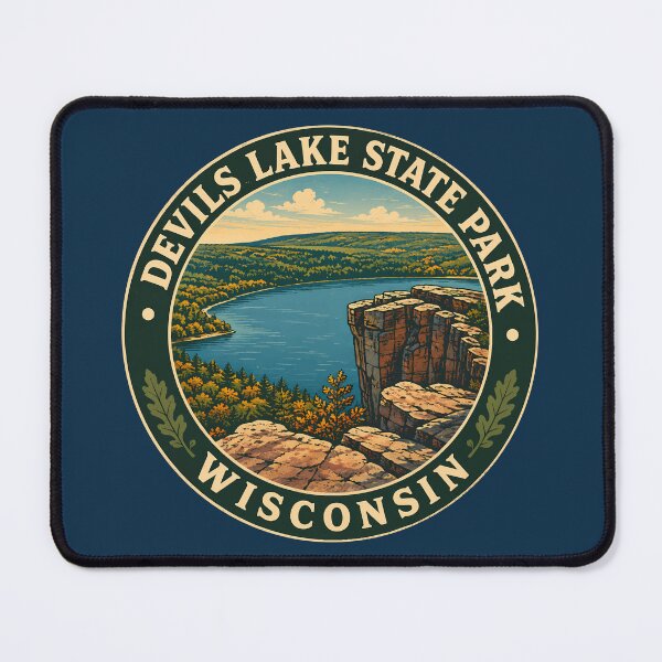 Item preview, Devils Lake State Park Wisconsin Illustration Travel Art Badge designed and sold by KrisSidDesigns.
