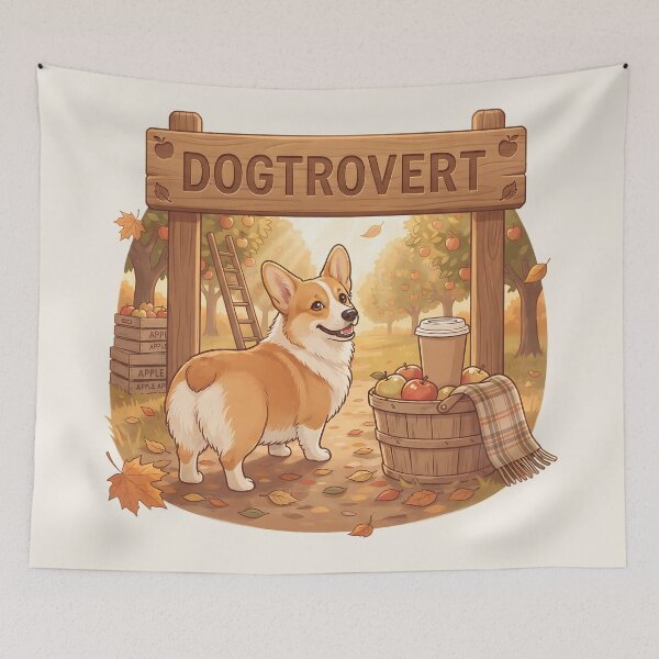 Item preview, Cute Dogtrovert Corgi Apple Orchard Harvest designed and sold by MythicCotton.