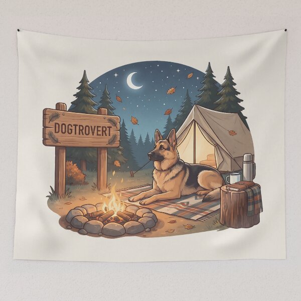 Item preview, Cozy Dogtrovert German Shepherd Night Camp designed and sold by MythicCotton.