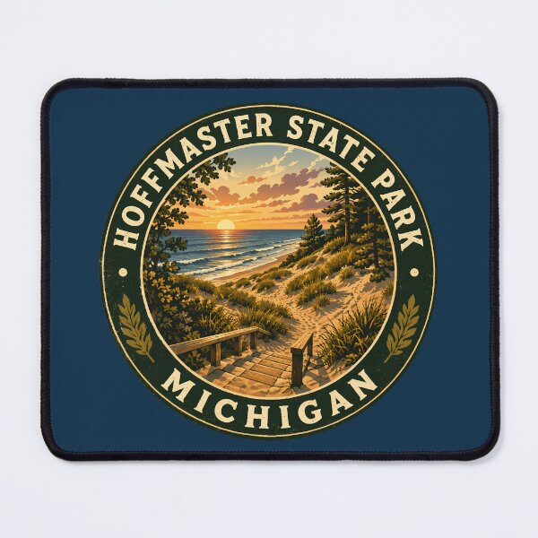 Item preview, Hoffmaster State Park Michigan Illustration Travel Art Badge designed and sold by KrisSidDesigns.