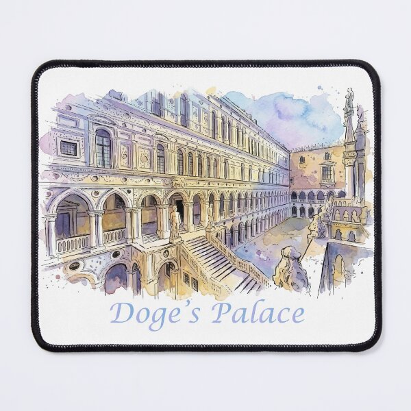 Item preview, Venice Italy Doges Palace Courtyard Watercolor Art designed and sold by NareArt.