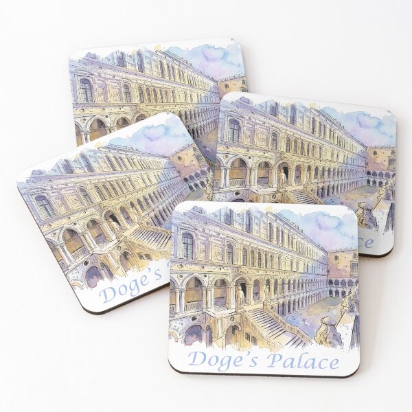 Item preview, Venice Italy Doges Palace Courtyard Watercolor Art designed and sold by NareArt.