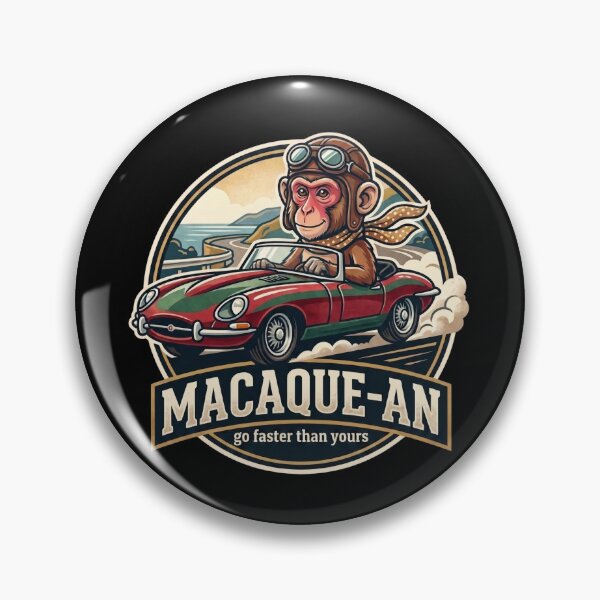 Item preview, Sophisticated Monkey Driving Vintage Sports Car Macaque-an Pun Gift designed and sold by khaled-bahaa.