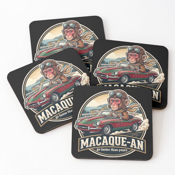 Item preview, Sophisticated Monkey Driving Vintage Sports Car Macaque-an Pun Gift designed and sold by khaled-bahaa.
