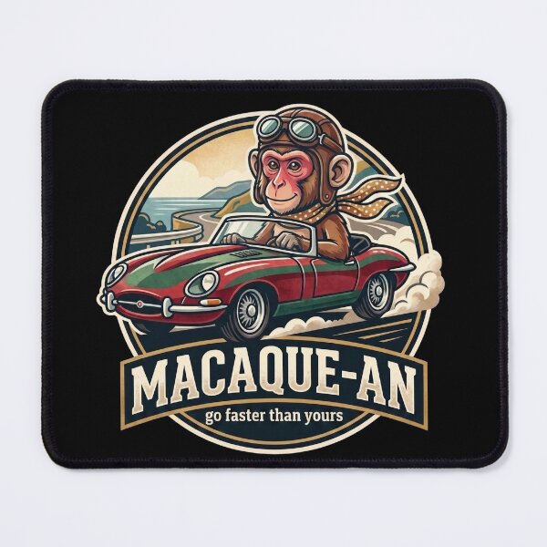 Item preview, Sophisticated Monkey Driving Vintage Sports Car Macaque-an Pun Gift designed and sold by khaled-bahaa.