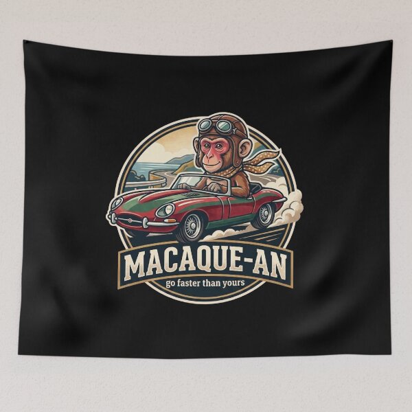Item preview, Sophisticated Monkey Driving Vintage Sports Car Macaque-an Pun Gift designed and sold by khaled-bahaa.