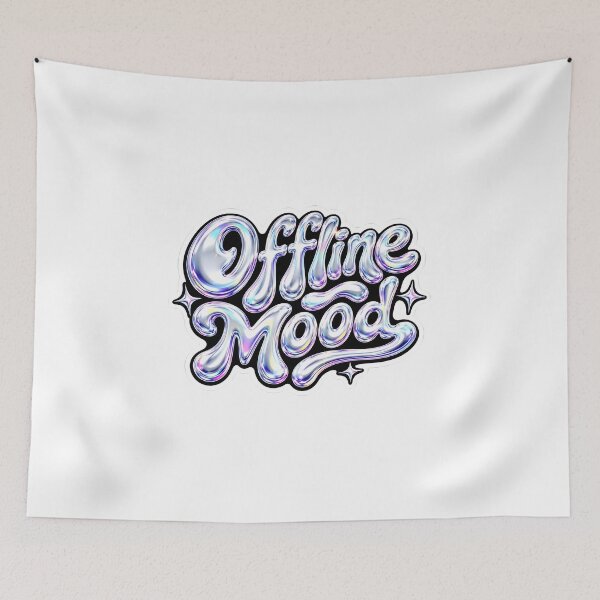 Item preview, Offline Mood Liquid Chrome Y2K Typography Sticker designed and sold by crazyhome.