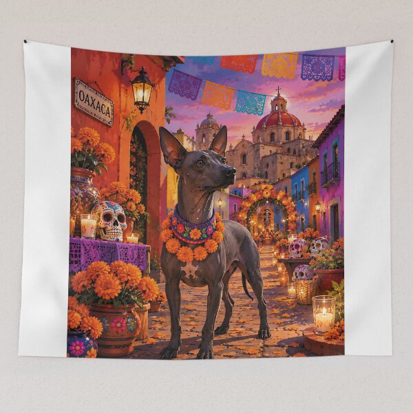 Item preview, Xoloitzcuintle in Oaxaca during the Day of the Dead designed and sold by Nomad-Paws.