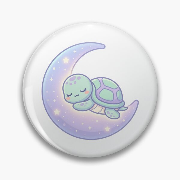 Artikelvorschau, Niedliche Kawaii-Schildkröte schläft auf der Mondsichel entworfen und verkauft von ajamzbox.