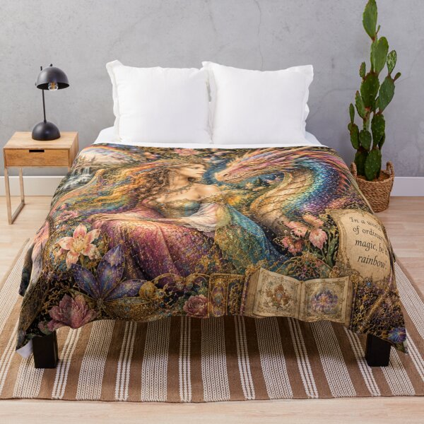 Item preview, Rainbow Dragon & Enchanted Princess – Magical Fantasy Art designed and sold by Edenglow Prints & Peculiars.