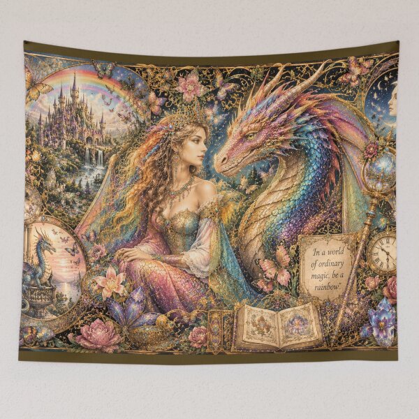 Item preview, Rainbow Dragon & Enchanted Princess – Magical Fantasy Art designed and sold by Edenglow Prints & Peculiars.
