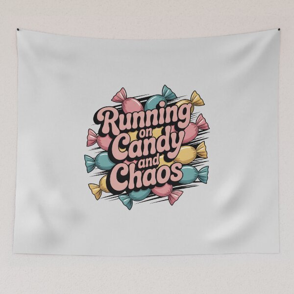 Item preview, Running on Candy and Chaos – Funny Halloween Candy Design designed and sold by Jollys-ArtShop.