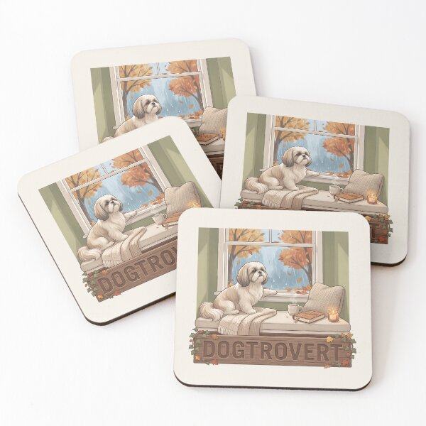 Item preview, Cozy Dogtrovert Shih Tzu Autumn Rain Window designed and sold by MythicCotton.