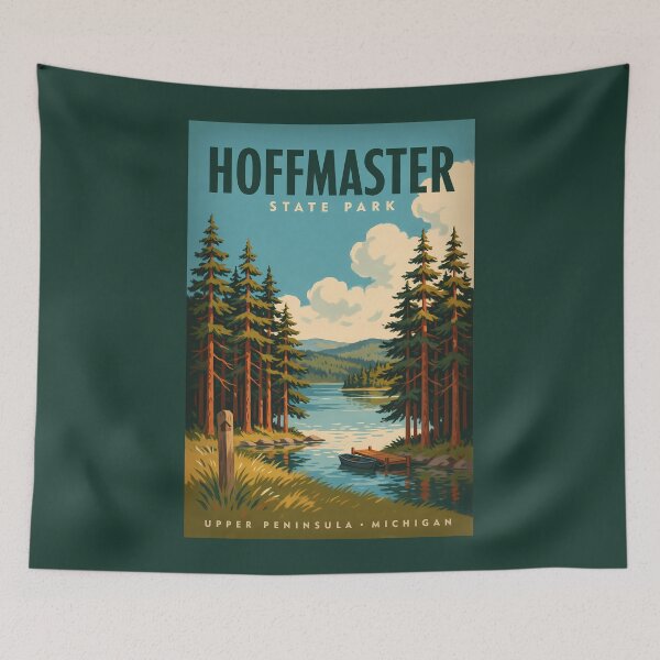 Item preview, Hoffmaster State Park Lake Illustration Travel Art Vintage designed and sold by KrisSidDesigns.