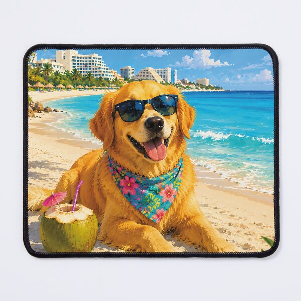 Item preview, Golden Retriever enjoying a beach in Cancun designed and sold by Nomad-Paws.
