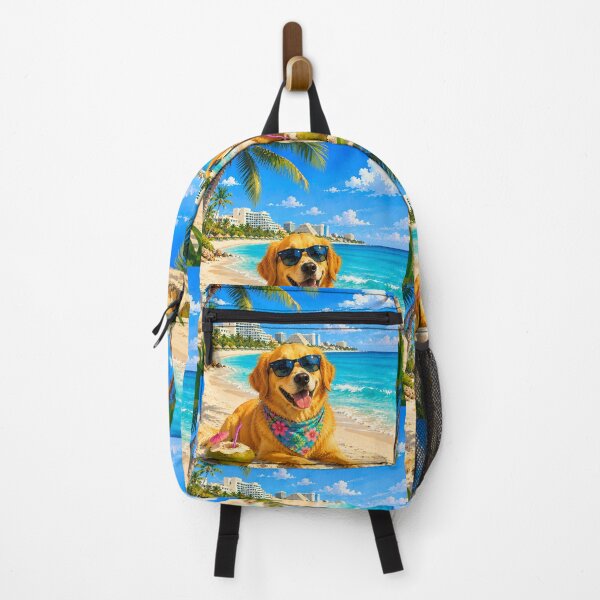Item preview, Golden Retriever enjoying a beach in Cancun designed and sold by Nomad-Paws.