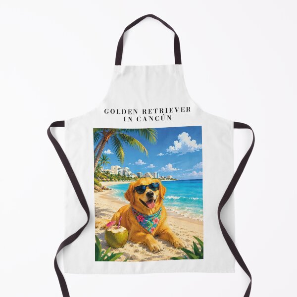 Item preview, Golden Retriever enjoying a beach in Cancun designed and sold by Nomad-Paws.