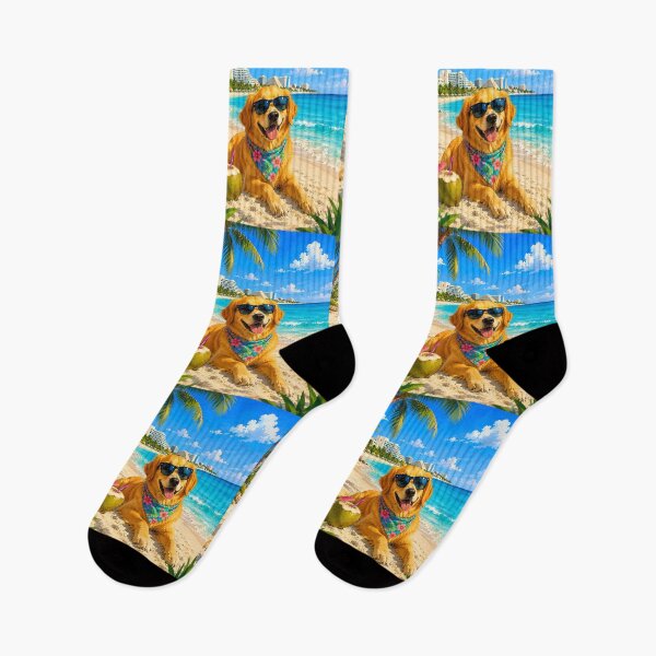Item preview, Golden Retriever enjoying a beach in Cancun designed and sold by Nomad-Paws.