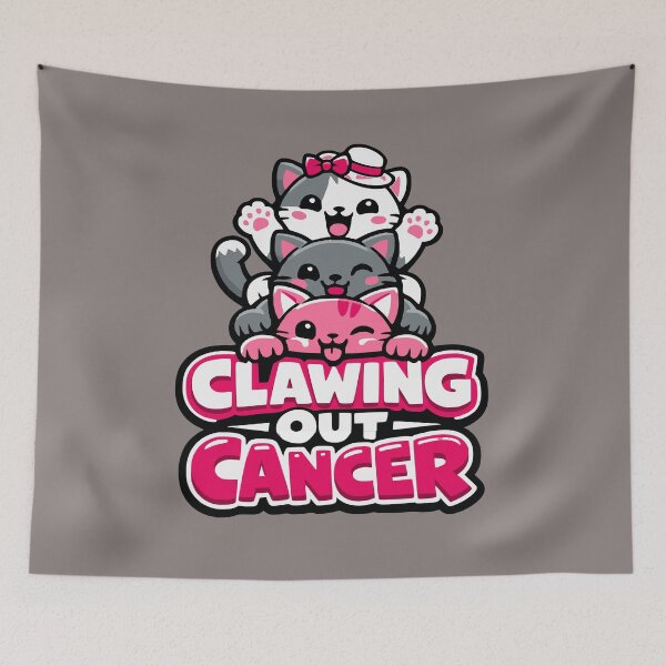 Item preview, Clawing Out Cancer Kitten Trio Pink Ribbon Sticker designed and sold by Simonartland.