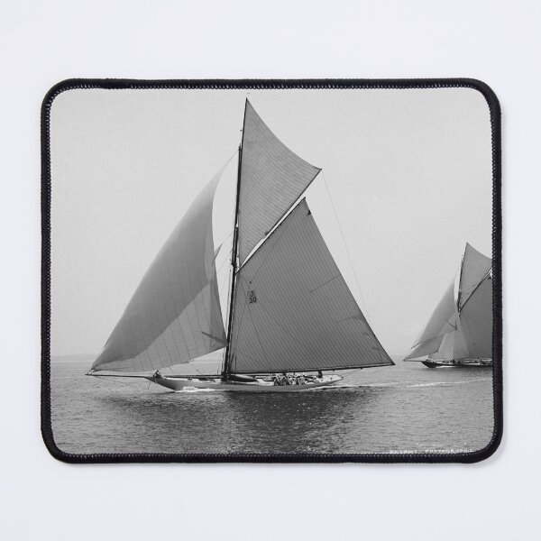 Item preview, Wasp and Queen Mab, June 19, 1897 sailing yachts America's Cup nautical maritime fine art black and white vintage photograph designed and sold by Astrid Arkhangelsky.