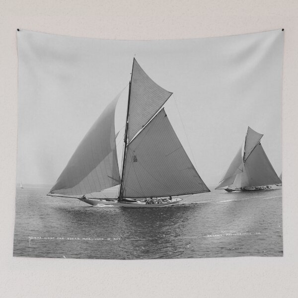 Item preview, Avispa y Reina Mab, 19 de junio de 1897, yates de vela, Copa América, náutica, marítima, bellas artes, fotografía antigua en blanco y negro. designed and sold by Astrid Arkhangelsky.