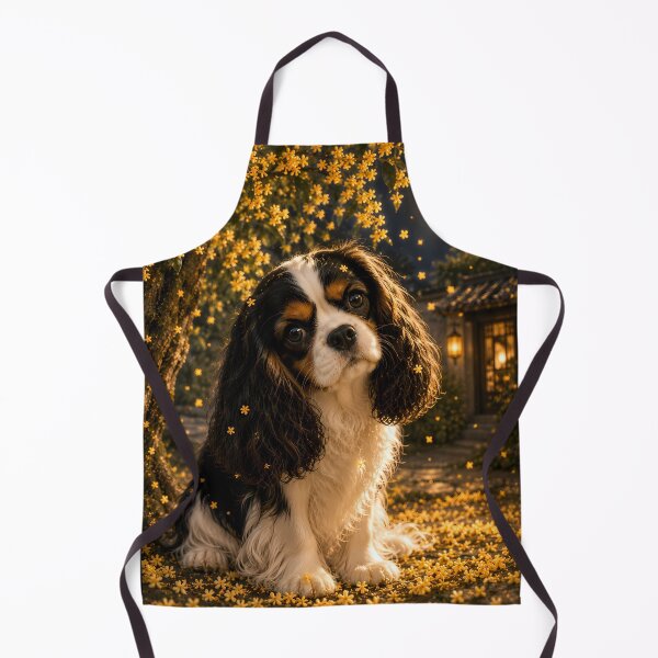 Item preview, Moonlit Tricolor Cavalier King Charles Spaniel Under Osmanthus Blossoms | Dreamy Night Dog Portrait designed and sold by ManJiangHong.