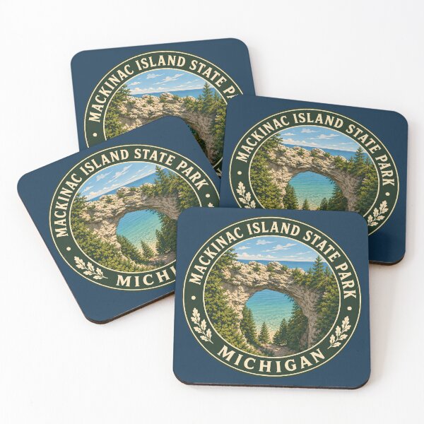 Item preview, Mackinac Island State Park Michigan Illustration Travel Art Badge designed and sold by KrisSidDesigns.