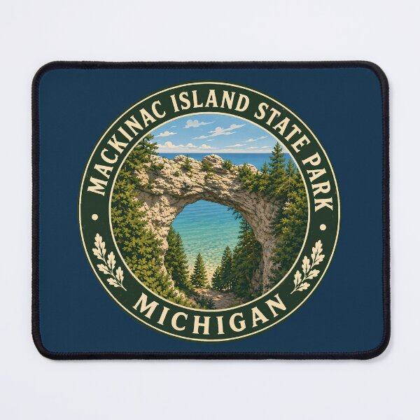 Item preview, Mackinac Island State Park Michigan Illustration Travel Art Badge designed and sold by KrisSidDesigns.