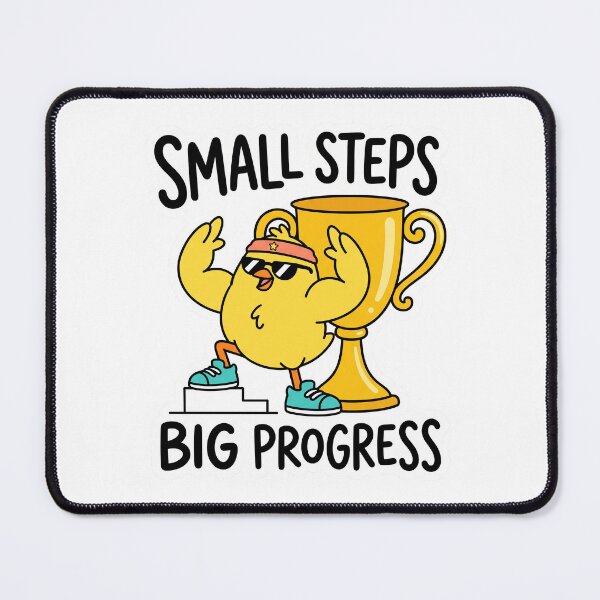 Item preview, Small Steps, Big Progress Funny Chick Motivation Cartoon Productivity Design designed and sold by CreativeArtisanPrints Shop.