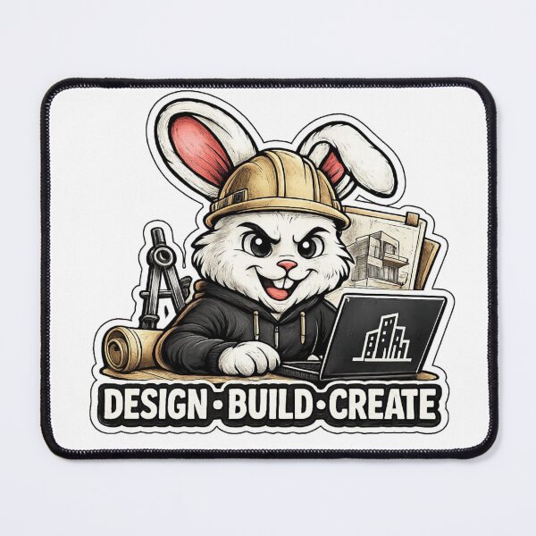 Item preview, Funny Architect Bunny Sticker | Design Build Create | Construction Rabbit Cartoon designed and sold by bunnymode.