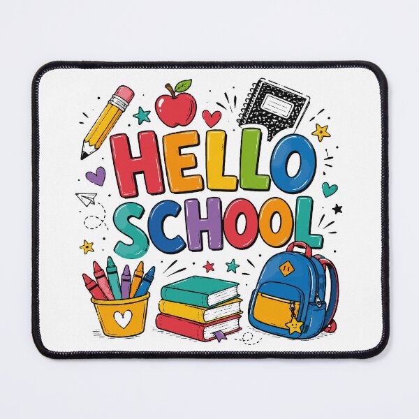 Item preview, Hello School Sticker T-shirt | Cute Back to School Design | Colorful School Supplies Illustration designed and sold by Sunday.Supply.