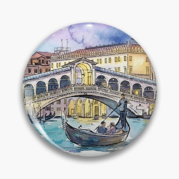 Item preview, Venice Italy Rialto Bridge Grand Canal Watercolor Art designed and sold by NareArt.
