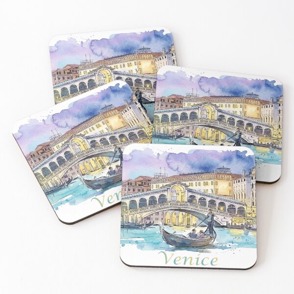 Item preview, Venice Italy Rialto Bridge Grand Canal Watercolor Art designed and sold by NareArt.