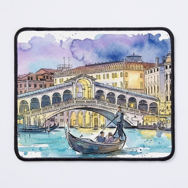 Item preview, Venice Italy Rialto Bridge Grand Canal Watercolor Art designed and sold by NareArt.