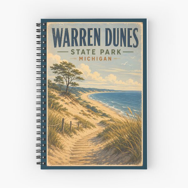 Item preview, Warren Dunes State Park Michigan Illustration Travel Art Vintage designed and sold by KrisSidDesigns.