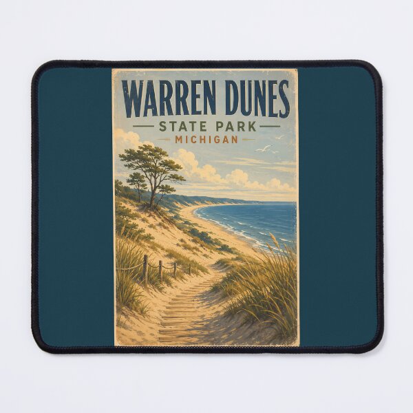 Item preview, Warren Dunes State Park Michigan Illustration Travel Art Vintage designed and sold by KrisSidDesigns.