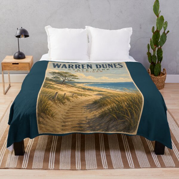 Item preview, Warren Dunes State Park Michigan Illustration Travel Art Vintage designed and sold by KrisSidDesigns.