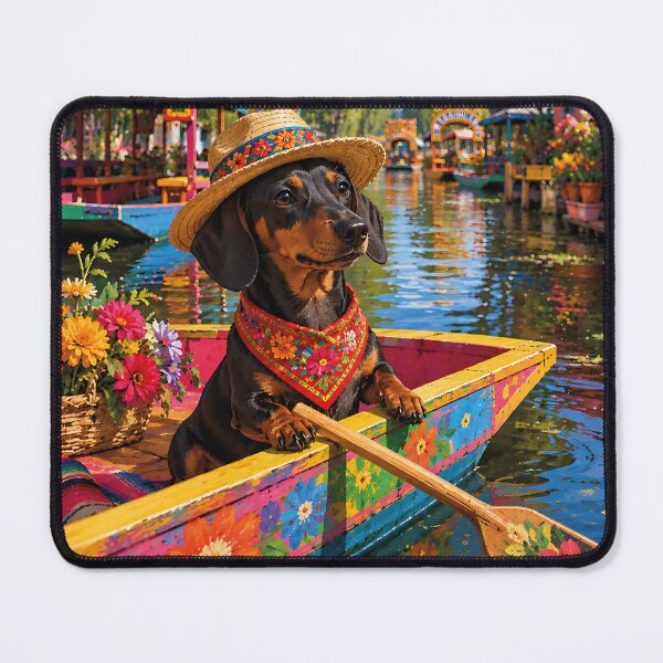 Item preview, Dachshund sailing in Xochimilco designed and sold by Nomad-Paws.