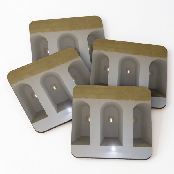 Item preview, Minimal Symmetrical Arched Niches With Small Windows in White Historic Interior Space designed and sold by Nmallia.