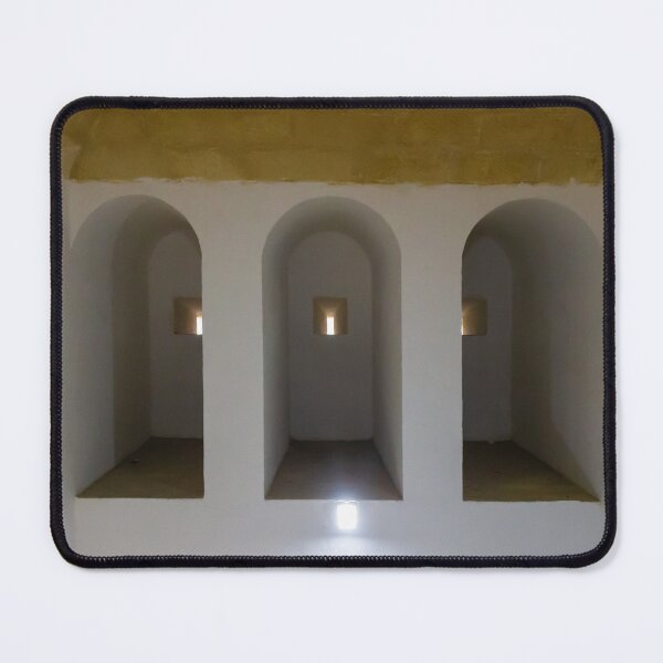 Item preview, Minimal Symmetrical Arched Niches With Small Windows in White Historic Interior Space designed and sold by Nmallia.