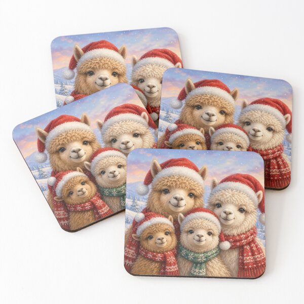 Item preview, Fluffy Alpaca Family Christmas Whimsical Winter Holiday Illustration designed and sold by acceleratorhams.