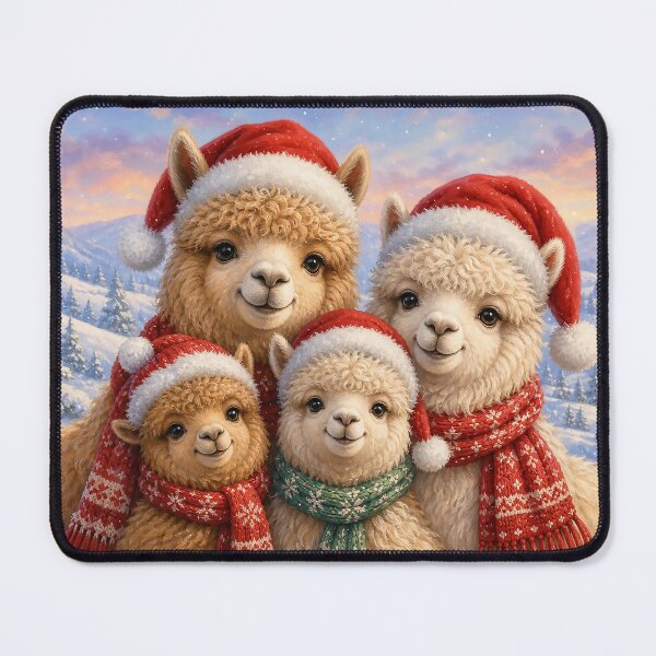 Item preview, Fluffy Alpaca Family Christmas Whimsical Winter Holiday Illustration designed and sold by acceleratorhams.