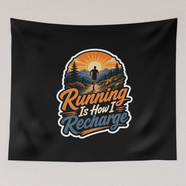 Item preview, Running Is How I Recharge Trail Runner Mountain Running Sunrise designed and sold by ColeLaniTrading.