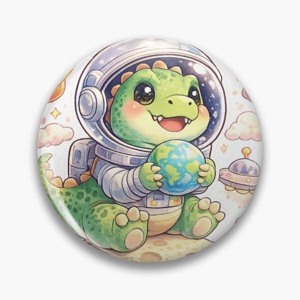 Item preview, Cute Dino Astronaut Holding Earth – Kawaii Space Explorer Cartoon designed and sold by tee snap.