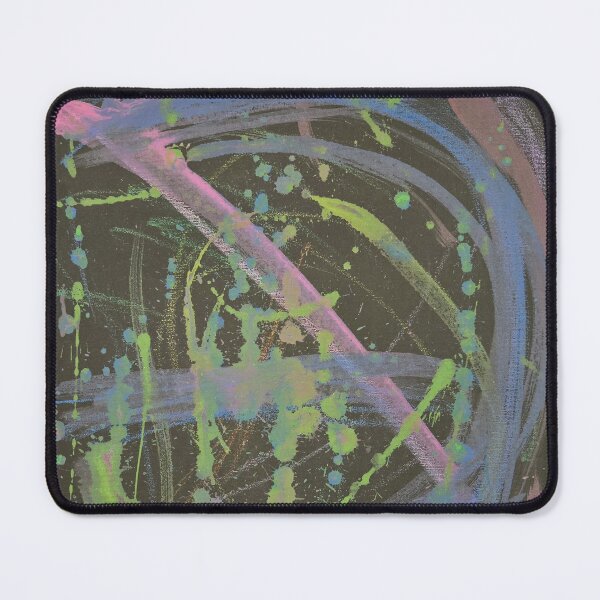 Item preview, Blue Lime and Pink abstract strokes on black designed and sold by LaurenMyersArtist.